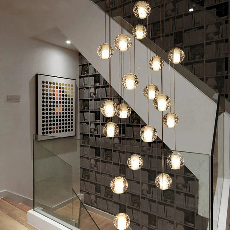 Modern Crystal Glass Bubble Chandelier for Foyer for high ceiling staircase and foyer lighting
