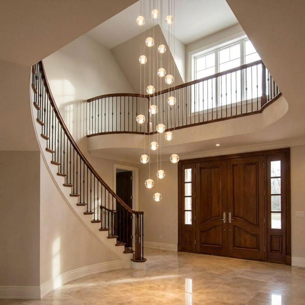 Modern Crystal Glass Bubble Chandelier for Foyer for high ceiling staircase and foyer lighting