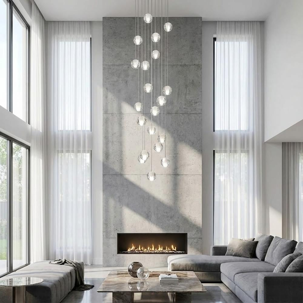 Modern Crystal Glass Bubble Chandelier for Foyer for high ceiling staircase and foyer lighting
