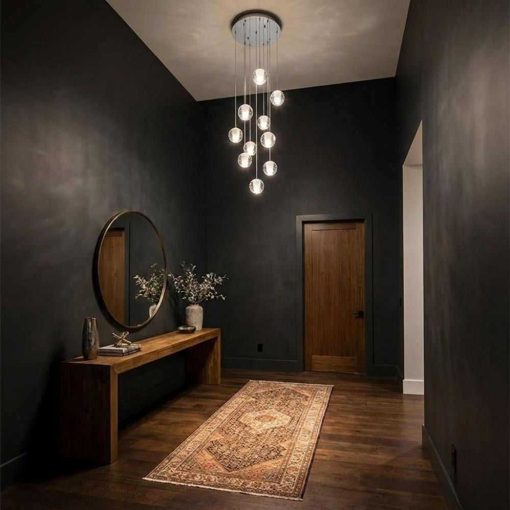 Modern Crystal Glass Bubble Chandelier for Foyer for high ceiling staircase and foyer lighting