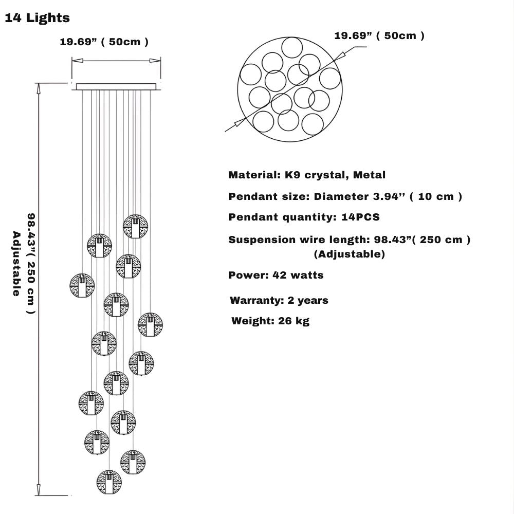 Modern Crystal Glass Bubble Chandelier for Foyer for high ceiling staircase and foyer lighting