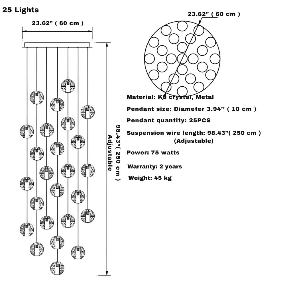 Modern Crystal Glass Bubble Chandelier for Foyer for high ceiling staircase and foyer lighting