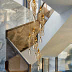 Modern Crystal Glass Drops Chandelier for Staircase for high ceiling staircase and foyer lighting