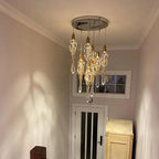 Modern Crystal Glass Drops Chandelier for Staircase for high ceiling staircase and foyer lighting