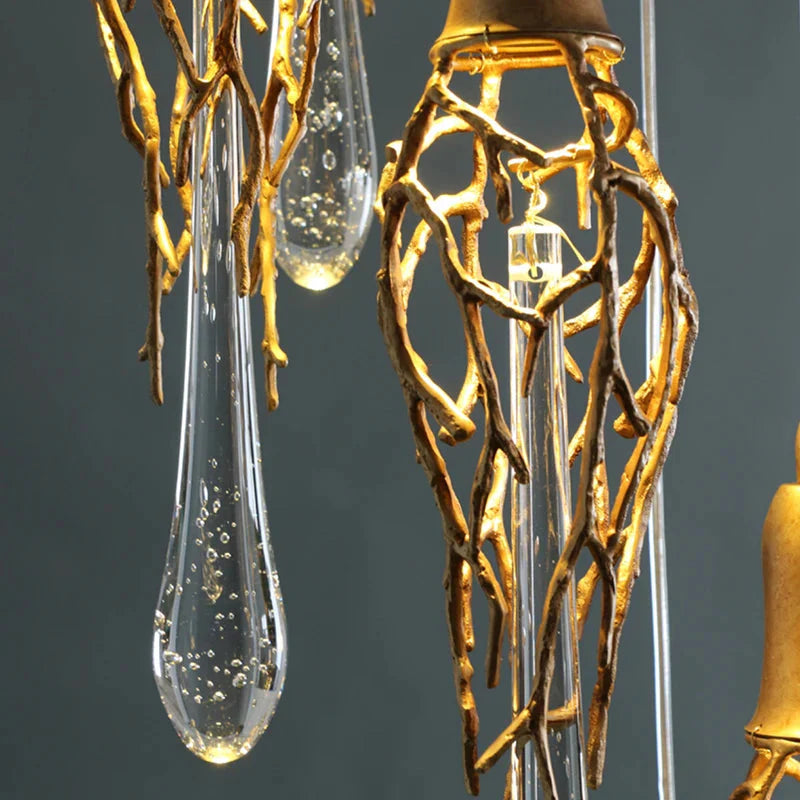 Modern Crystal Glass Drops Chandelier for Staircase for high ceiling staircase and foyer lighting