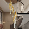 Modern Crystal Glass Drops Chandelier for Staircase for high ceiling staircase and foyer lighting