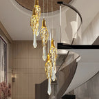 Modern Crystal Glass Drops Chandelier for Staircase for high ceiling staircase and foyer lighting