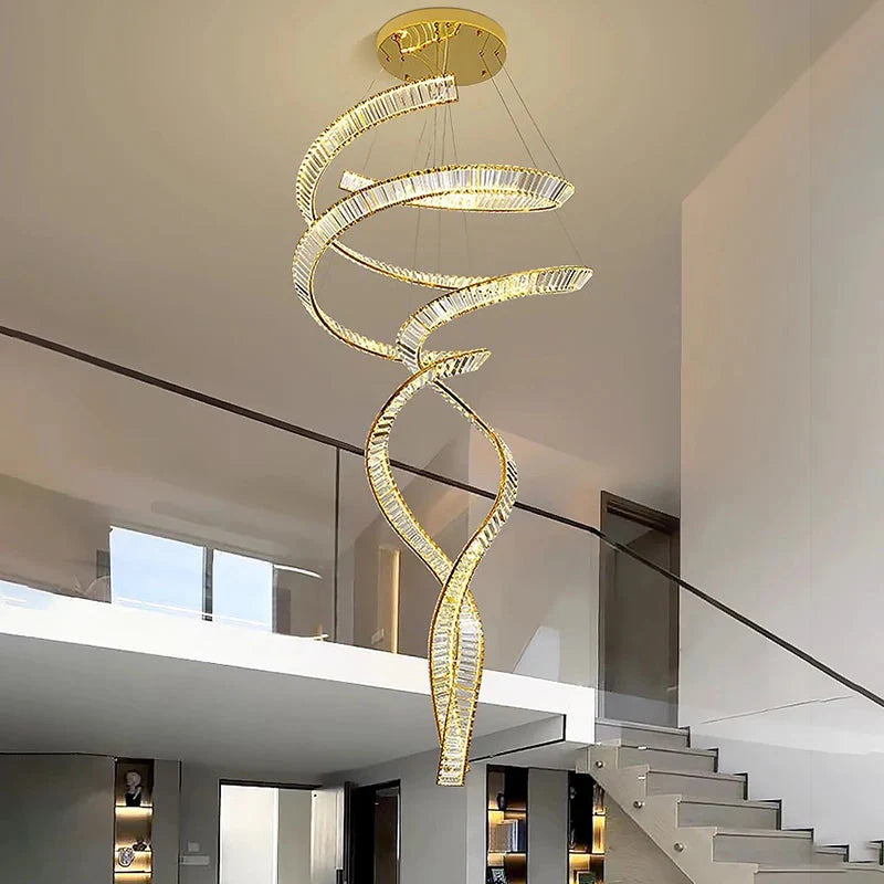 Modern Crystal Light Fixture for Staircase & Foyer & High Ceiling for high ceiling staircase and foyer lighting