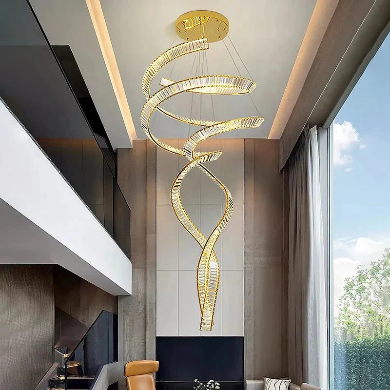Modern Crystal Light Fixture for Staircase & Foyer & High Ceiling for high ceiling staircase and foyer lighting