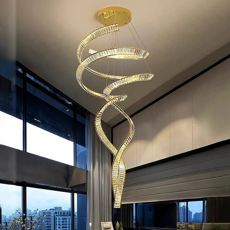 Modern Crystal Light Fixture for Staircase & Foyer & High Ceiling for high ceiling staircase and foyer lighting