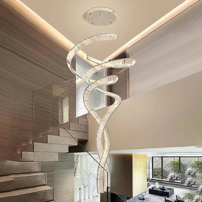 Modern Crystal Light Fixture for Staircase & Foyer & High Ceiling for high ceiling staircase and foyer lighting