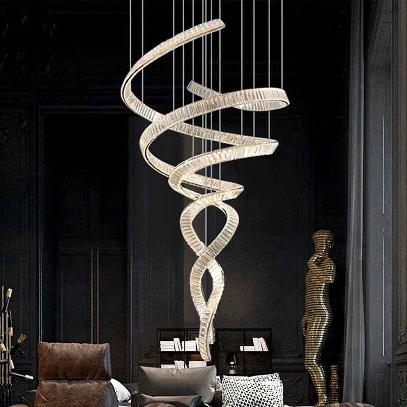 Modern Crystal Light Fixture for Staircase & Foyer & High Ceiling for high ceiling staircase and foyer lighting