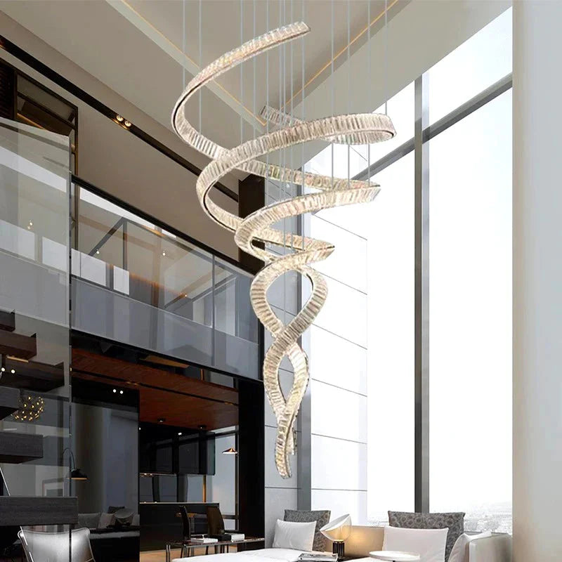 Modern Crystal Light Fixture for Staircase & Foyer & High Ceiling for high ceiling staircase and foyer lighting