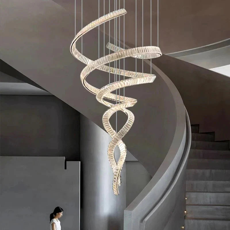 Modern Crystal Light Fixture for Staircase & Foyer & High Ceiling for high ceiling staircase and foyer lighting