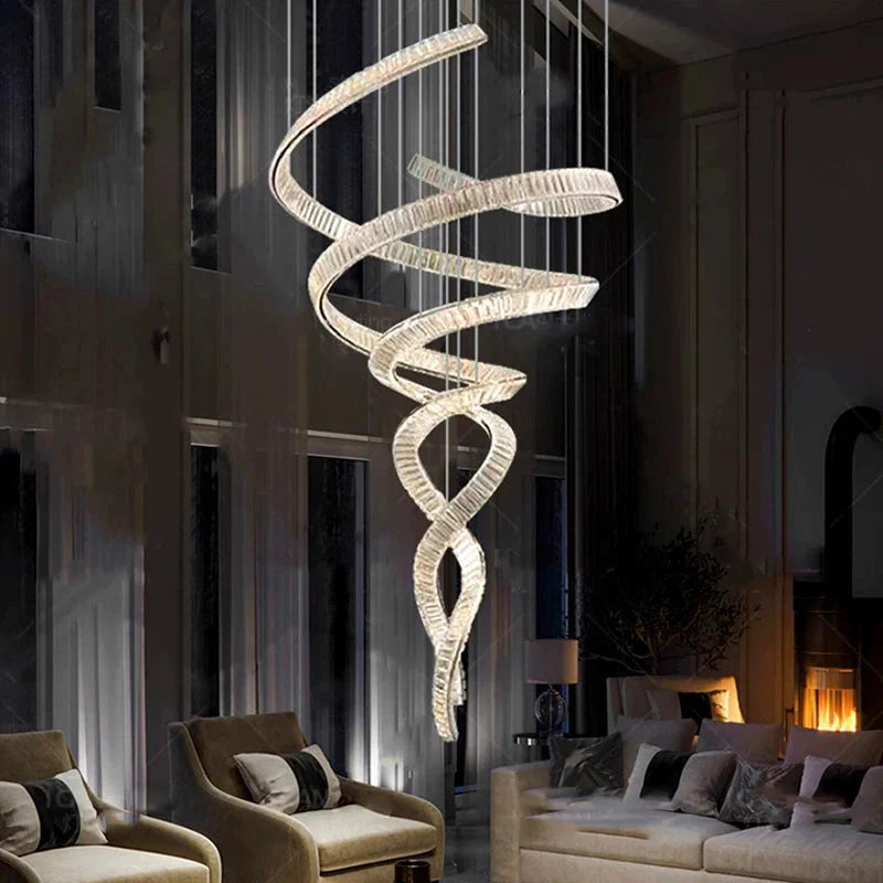 Modern Crystal Light Fixture for Staircase & Foyer & High Ceiling for high ceiling staircase and foyer lighting