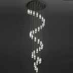 Modern Geometric Staircase Chandelier with Dimming for high ceiling staircase and foyer lighting