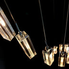 Modern Geometric Staircase Chandelier with Dimming for high ceiling staircase and foyer lighting
