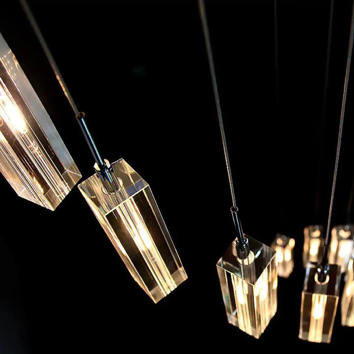 Modern Geometric Staircase Chandelier with Dimming for high ceiling staircase and foyer lighting
