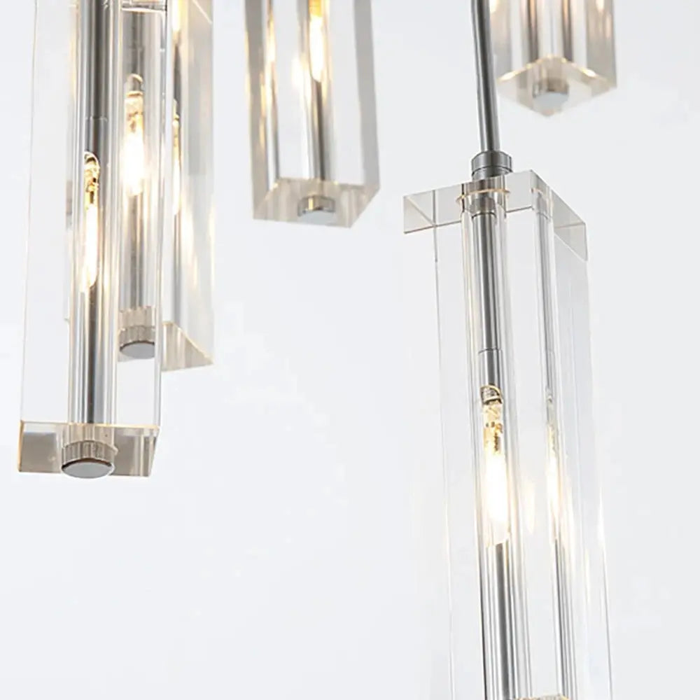 Modern Geometric Staircase Chandelier with Dimming for high ceiling staircase and foyer lighting