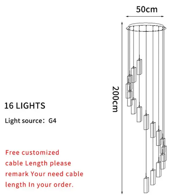 Modern Geometric Staircase Chandelier with Dimming for high ceiling staircase and foyer lighting