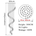 Modern Geometric Staircase Chandelier with Dimming for high ceiling staircase and foyer lighting