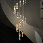 Modern Gold Long Crystal Hanging Light Fixture for Staircase for high ceiling staircase and foyer lighting