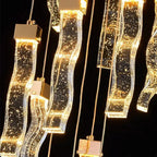 Modern Gold Long Crystal Hanging Light Fixture for Staircase for high ceiling staircase and foyer lighting