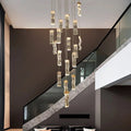 Modern Gold Long Crystal Hanging Light Fixture for Staircase for high ceiling staircase and foyer lighting