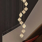 Modern Gold Long Spiral Crystal Chandelier for Staircase for high ceiling staircase and foyer lighting