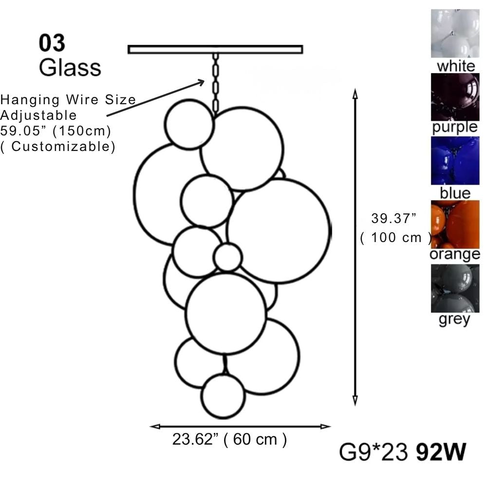 Vexo Modern Large Glass Bubble Chandelier for high ceiling staircase and foyer lighting