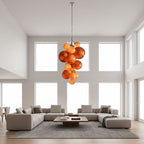 Vexo Modern Large Glass Bubble Chandelier for high ceiling staircase and foyer lighting