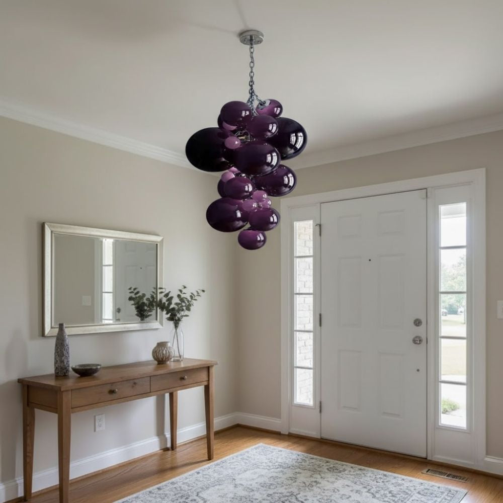 Vexo Modern Large Glass Bubble Chandelier for high ceiling staircase and foyer lighting