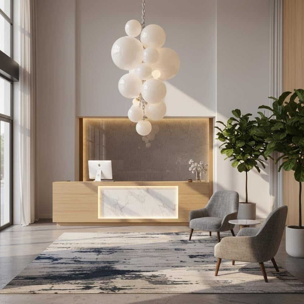 Vexo Modern Large Glass Bubble Chandelier for high ceiling staircase and foyer lighting