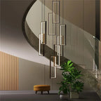 Modern Large Vertical Rectangle Chandelier For Staircase for high ceiling staircase and foyer lighting