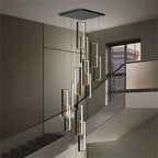 Modern Large Vertical Rectangle Chandelier For Staircase for high ceiling staircase and foyer lighting