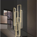 Modern Large Vertical Rectangle Chandelier For Staircase for high ceiling staircase and foyer lighting