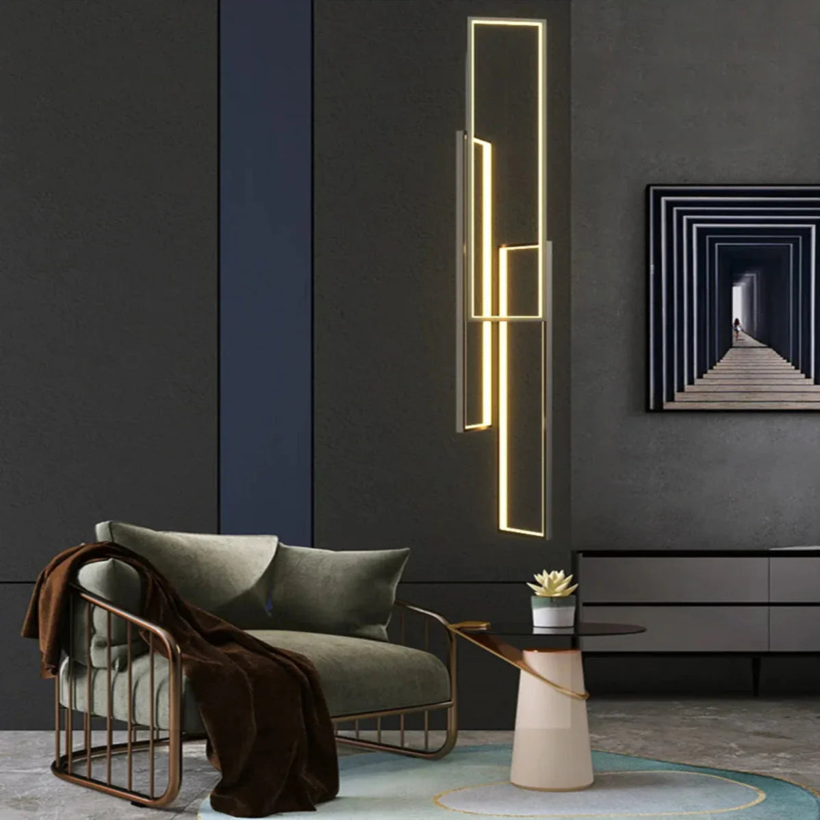 Modern Large Vertical Rectangle Chandelier For Staircase for high ceiling staircase and foyer lighting