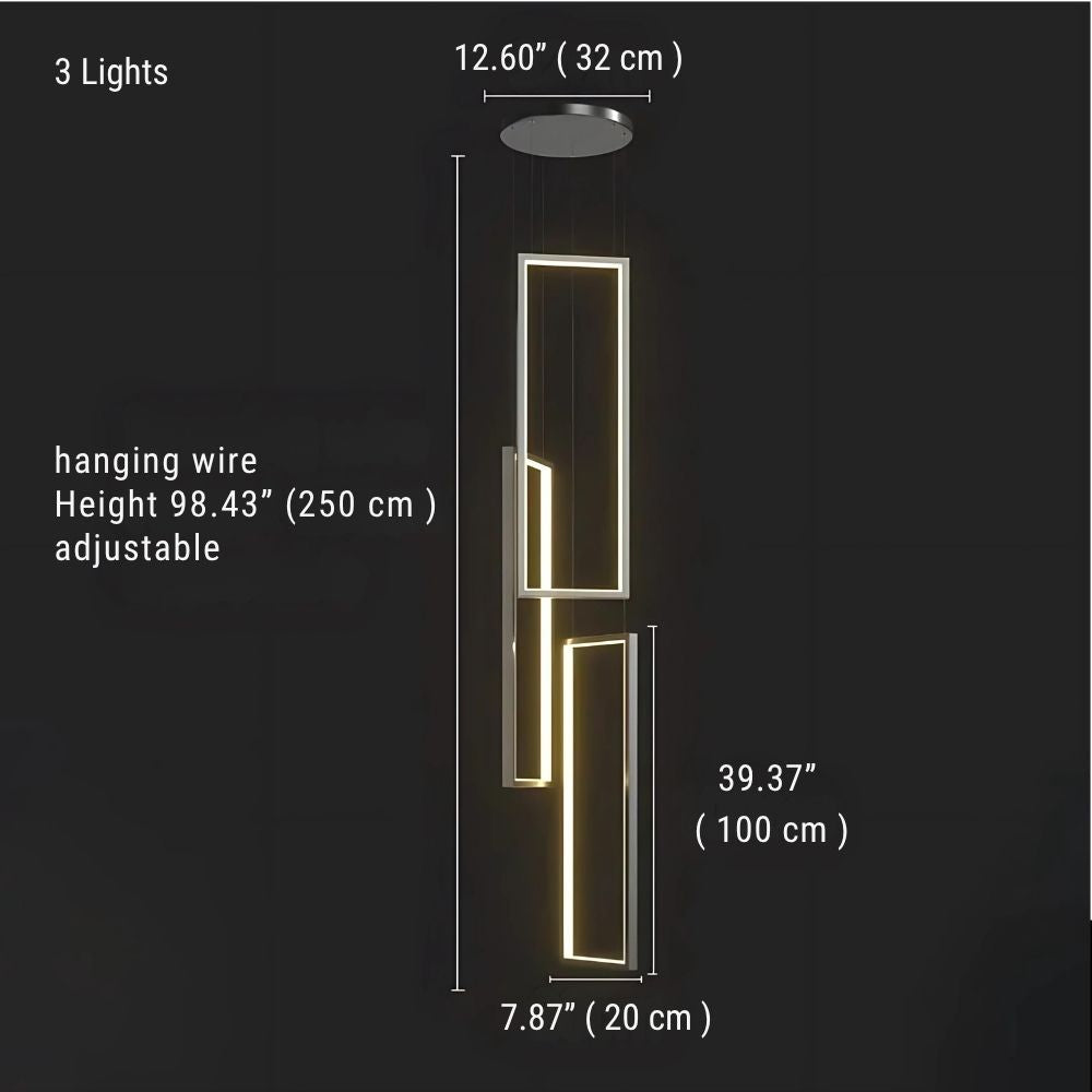 Modern Large Vertical Rectangle Chandelier For Staircase for high ceiling staircase and foyer lighting