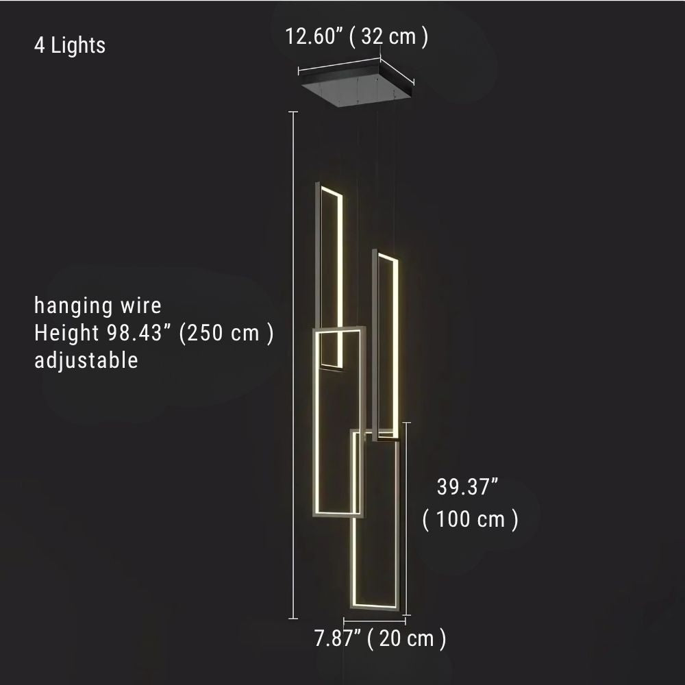 Modern Large Vertical Rectangle Chandelier For Staircase for high ceiling staircase and foyer lighting