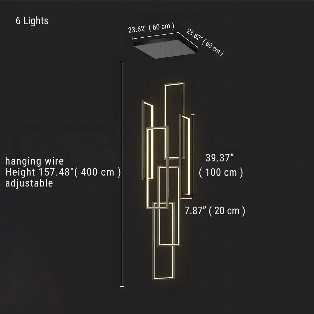 Modern Large Vertical Rectangle Chandelier For Staircase for high ceiling staircase and foyer lighting