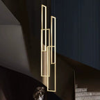 Modern Large Vertical Rectangle Chandelier For Staircase for high ceiling staircase and foyer lighting