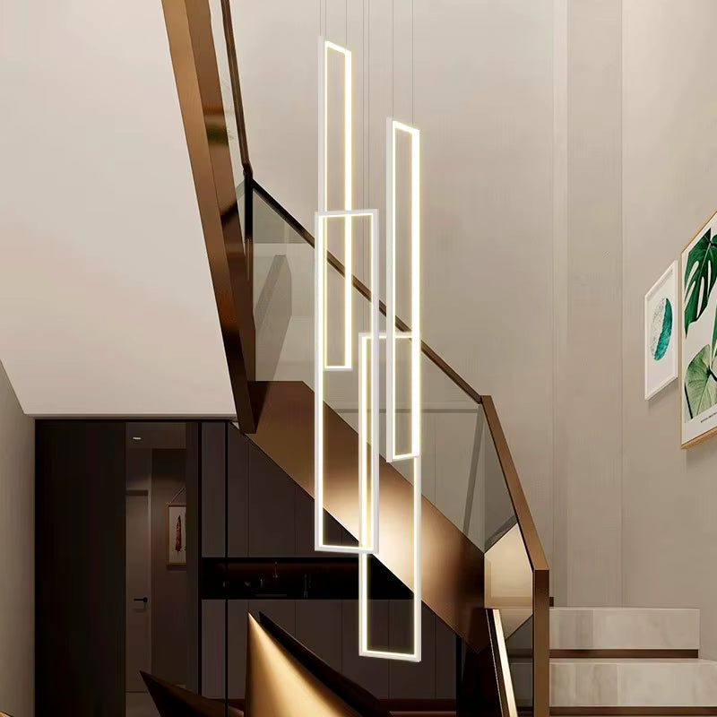 Modern Large Vertical Rectangle Chandelier For Staircase for high ceiling staircase and foyer lighting