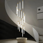 Atia Modern Long Chandelier For Staircase Black/Gold/Silver for high ceiling staircase and foyer lighting