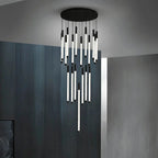 Atia Modern Long Chandelier For Staircase Black/Gold/Silver for high ceiling staircase and foyer lighting