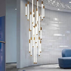 Atia Modern Long Chandelier For Staircase Black/Gold/Silver for high ceiling staircase and foyer lighting