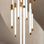 Atia Modern Long Chandelier For Staircase Black/Gold/Silver for high ceiling staircase and foyer lighting
