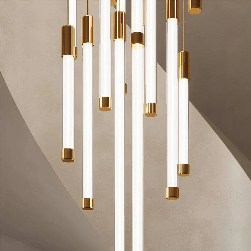 Atia Modern Long Chandelier For Staircase Black/Gold/Silver for high ceiling staircase and foyer lighting