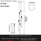 Atia Modern Long Chandelier For Staircase Black/Gold/Silver for high ceiling staircase and foyer lighting