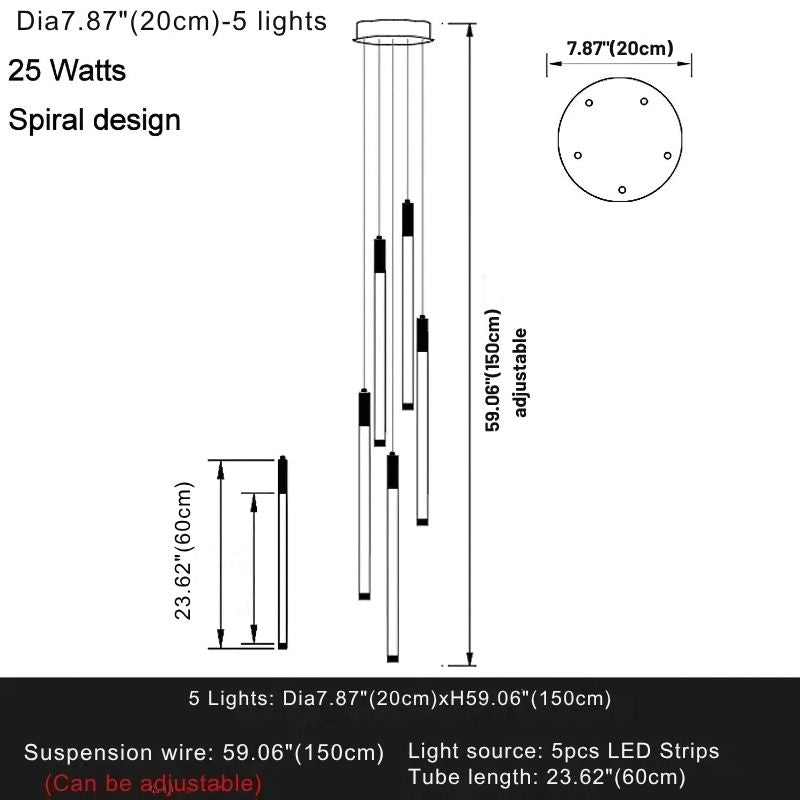 Atia Modern Long Chandelier For Staircase Black/Gold/Silver for high ceiling staircase and foyer lighting