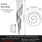 Atia Modern Long Chandelier For Staircase Black/Gold/Silver for high ceiling staircase and foyer lighting